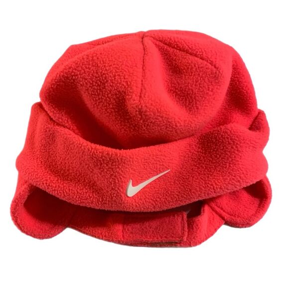 NIKE Toddler Fleece Hat Red Ear Covers Chin Strap. - Picture 1 of 6